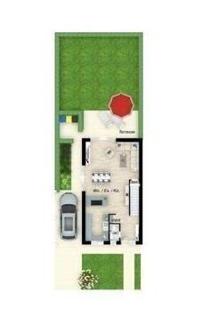 Das Erdgeschoss der Doppelhaushälften - 