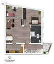 Variante 3-Zi-Whg. Grundriss möbliert - 