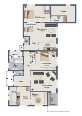 Erdgeschoss - 8 Zimmer Einfamilienhaus in Bunde