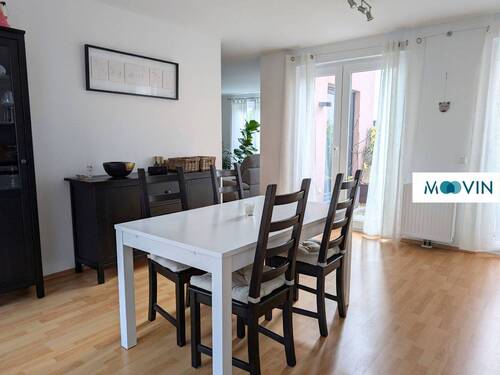 Ansicht II: Wohn- und Esszimmer mit offenem Küchenbereich - 4 Zimmer Reihenmittelhaus in Mannheim