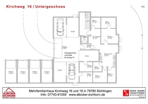 Untergeschoss mit Tiefgaragen und Kellerräumen - 