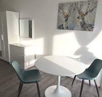 Business-Wohnen - Neu und sehr geschmackvoll möbliertes 1 Zimmer-Appartement mit Balkon im 8. OG (Aufzug), Außenstellplatz o. TG-Stellplatz optional - Fürth Innenstadt