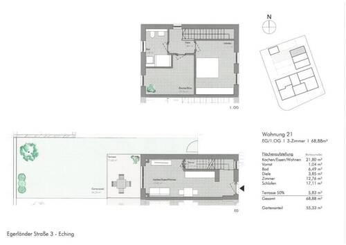 Einrichtungspeispiel - 3 Zimmer Etagenwohnung in Eching