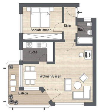 Bild 1 - Renovierte 2-Zimmer-Wohnung mit Balkon&Tiefgarage(Erbpacht)