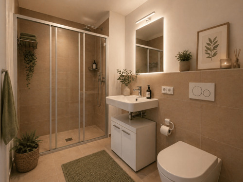 Bad 1 mit Walk In Dusche - 