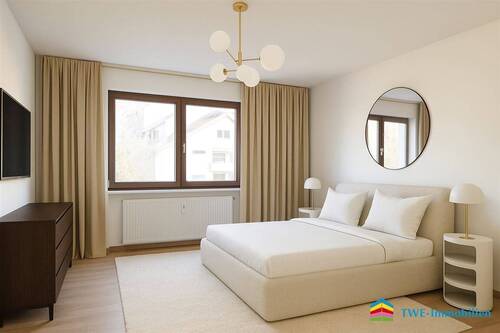 Schlafzimmer - virtually staged - Etagenwohnung mit 68,00 m&sup2; in Ulm zum Kaufen