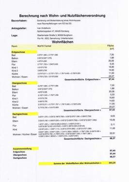 Wohnflächenberechnung - Mehrfamilienhaus, Wohnhaus mit 270,00 m² in Burgthann zum Kaufen