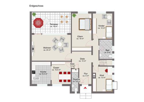 Erdgeschoss mit Mustermöblierung - 