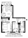 Grundriss mit Wohnzimmer (17,30 m²), Schlafzimmer (13,49 m²), Kinderzimmer (8,69 m²), Küche (7,29 m²), Bad (3,66 m²), Flur (7,93 m²) und Balkon (1,15 m²). - 
