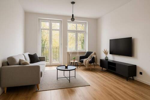 Einrichtungsbeispiel Wohnzimmer - Etagenwohnung mit 89,00 m² in Dresden zum Kaufen
