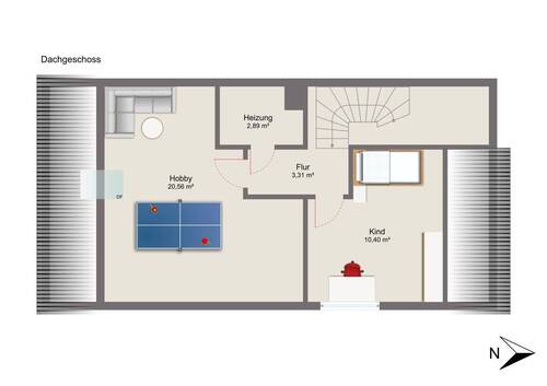 Dachgeschoss mit Musterausstattung - 