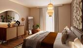 Schlafzimmer mit einem bodentiefen Fenster - 4 Zimmer Etagenwohnung in Berlin