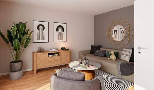 Wohnzimmer mit Zugang zur Dachterrasse - 4 Zimmer Etagenwohnung zum Kaufen in Berlin