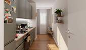 Visualisierung der Küche mit Fenster - Erdgeschosswohnung mit Terrasse und eigenem Gartenanteil