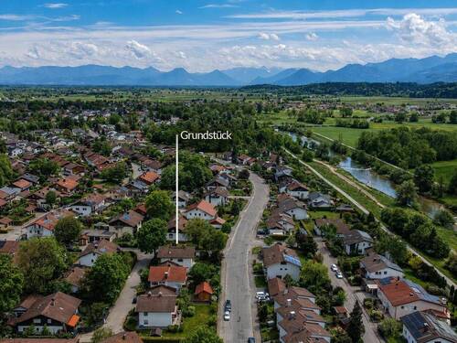 Südostansicht - Projektgrundstück mit Altbestand - mit positivem Vorbescheid für mehrere Bebauungsvarianten