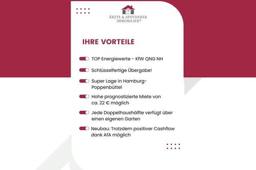 Ihre Vorteile - 1 Zimmer Doppelhaushälfte zum Kaufen in Hamburg / Poppenbüttel