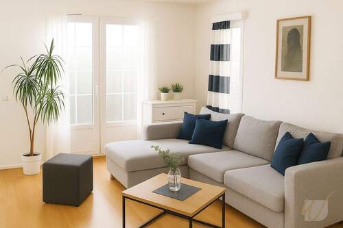 Wohnzimmer - Moderne 3-Zimmer-Wohnung in Solingen-Gräfrath mit Aufzug und Balkon