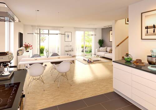 Wohnbeispiel Küche_Essen_Wohnen.jpg - Doppelhaushälfte mit 139,00 m&sup2; in Flörsheim zum Kaufen