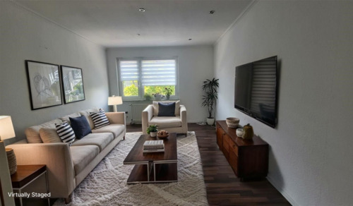 Wohnzimmer - virtually staged - Etagenwohnung mit 86,00 m&sup2; in Duisburg zum Kaufen