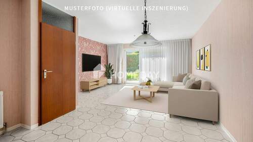 EG Wohnzimmer 1-Musterfoto (virtuelle Inszenierung)1 - Reihenmittelhaus mit 120,00 m² in Bretten zum Kaufen