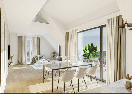 Wohnzimmer mit Loggia Wohnung links DG - 