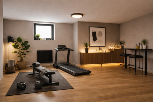 Heimfitnessraum mit Barbereich - bauen Sie um! - 