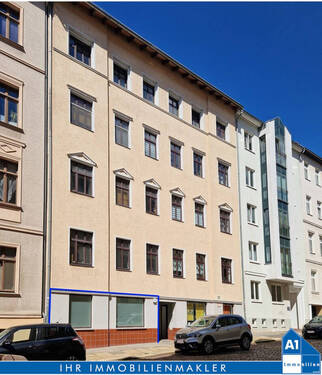 Hausansicht straßenseitig - Charlottenviertel: Gewerbeeinheit als LadenlokalBüroPraxis mit Pkw-Stellplatz im Innenstadtbereich