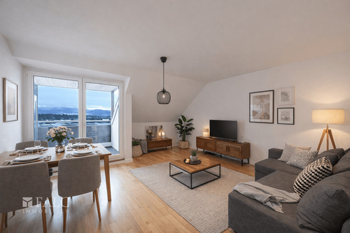 Einrichtungsbeispiel Wohn-Esszimmer - KI bearbeitet - 3 Zimmer Etagenwohnung in Rosenheim