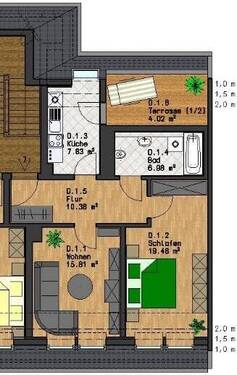 Grundriss - 2-Zimmer Wohnung mit Dachterrasse in Gohlis