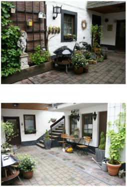 Innenhof u. Treppenaufgang zum Biergarten - 