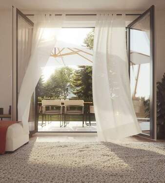 Wohnzimmer Blick auf Terrasse - 3 Zimmer Etagenwohnung in Königswinter