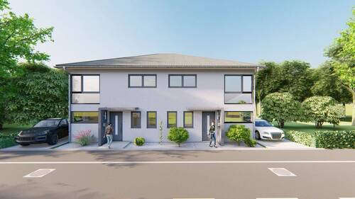 Straßenansicht (Visualisierung) - 5 Zimmer Doppelhaushälfte zum Kaufen in Meerbusch / Nierst