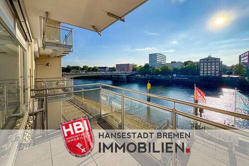 Weserblick vom Balkon - City Repräsentative Gewerbefläche mit Blick auf die Weserpromenade - Arbeiten in Bremer Toplage