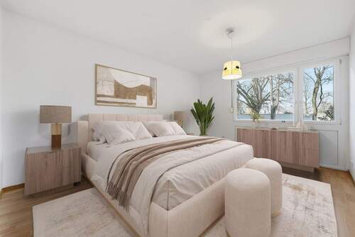 Schlafzimmer 1 - virtuell gestaged - 4-Zimmer EG Wohnung mit kleinem Garten in ruhiger Lage - Ottobrunn