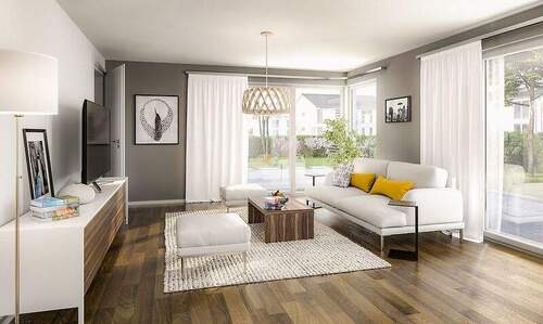 Doppelhaus-Aura-136-Wohnzimmer (1).jpg - Mehrfamilienhaus, Wohnhaus mit 135,00 m&sup2; in Dülmen zum Kaufen