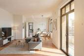 Wohn- und Essbereich mit Einrichtungsbeispiel - 3 Zimmer Etagenwohnung zum Kaufen in Potsdam