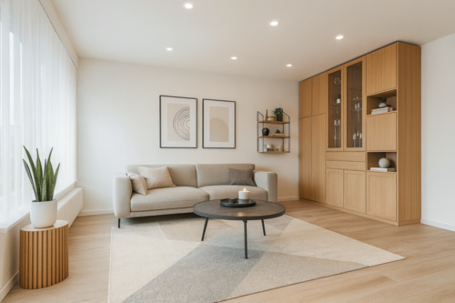 Modernes Wohnzimmer (Bearbeitet) - Eigentumswohnung mit idealer Aufteilung und Balkon