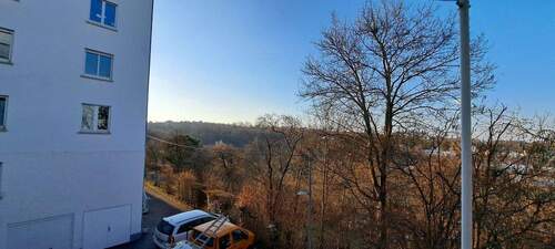 Blick vom Balkon - Rundum Grün in Stgt-Killesberg, helle, ruhige 3Zi-Whg, mit Balkon u. Aussicht, a.W. Garage