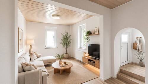 Einrichtungsbeispiel Wohnzimmer - 3 Zimmer Mehrfamilienhaus, Wohnhaus in Gelsenkirchen