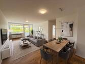 Wohn-Essbereich - Kernsanierte 2-Zimmer-Wohnung mit Balkon und Blick über den Pfälzer Wald