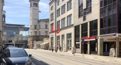 Ansicht in Richtung Bahnhof - Einzelhandelsfläche direkt am Hauptbahnhof