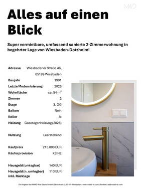 Bild 2 - 2 Zimmer Etagenwohnung zum Kaufen in Wiesbaden