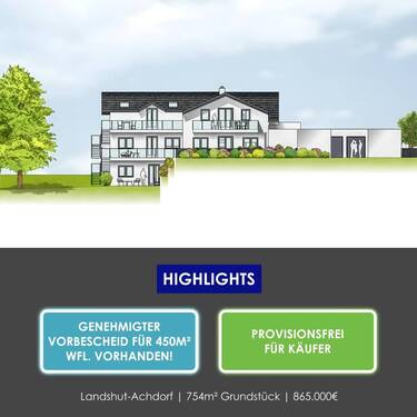 Titelbild - **PROVISIONSFREI** Rarität in Landshut-Achdorf: Top-Grundstück mit Vorbescheid für 450 m² Wfl.