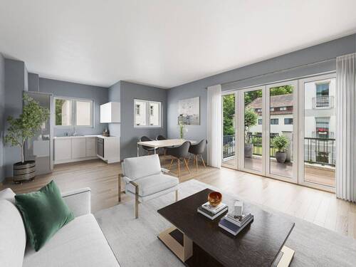 Visualisierter Wohn-Essbereich - 3 Zimmer Etagenwohnung zum Kaufen in Berlin