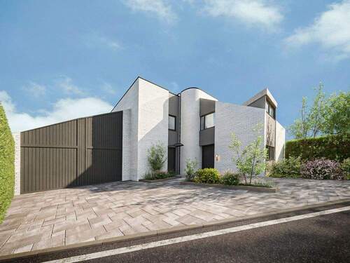 Straßenansicht KI-Animation - Modernisierungsbedürftiges Architektenhaus in unverbaubarer Feldrandlage von MG-Venn!