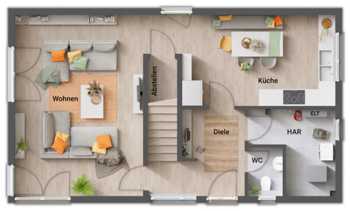 Aura136 - Grundriss Erdgeschoss - Für Familien, die modernes Design schätzen. Ihr Town & Country Haus in Apolda!