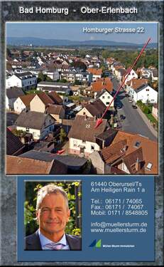 Bad Homburg Homburger Strasse 22 00 Deckblatt.jpg - Bad Homburg- Ober-Erlenbach: Ehemaliges Bauernhaus mit großer Scheune. Mitten im Ortskern.