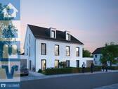 Visualisierung der Straßenansicht des Doppelhauses - Moderne und großzügige Doppelhaushälfte im Münchner Norden