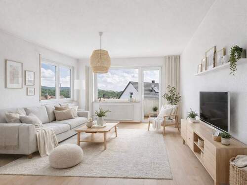 Wohnzimmer (gestaged) - 3 Zimmer Etagenwohnung in Stuttgart