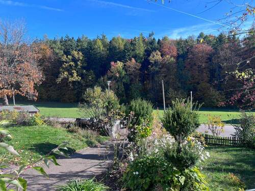 Zufahrt m. Blick i. d. Garten - Renovierungsbedürftig - Einfamilienhaus mit Einliegerwohnung in Saxberg